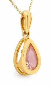 Authentic GENUINE 1.79 Cts MORGANITE NECKLACE 14K YELLOW GOLD PLATED (.925)