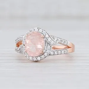 Authentic Ring of the Rosy Dawn: 3.10ctw Morganite and Zircon Halo Talisman