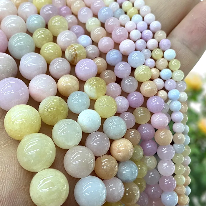Authentic Natural Stone AAA Persian Jade Morganite Loose Round Spacer Beads for Jewelry Making DIY Bracelet Charms Material 4 6 8 10 12MM
