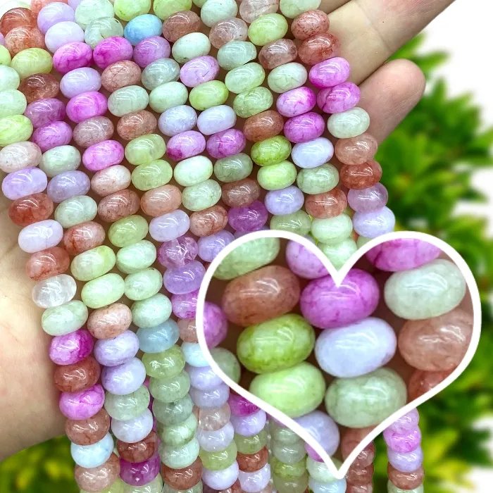 Authentic Natural Stone 6x10mm Abacus Light Morganite Color Chalcedony Spacer Beads for Jewelry Making Diy Bracelet Charms Accessories