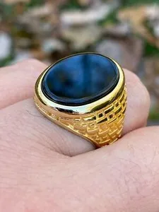 Authentic The Sovereign Shadow - Black Onyx & 14k Gold-Plated Sterling Silver Master Talisman Ring