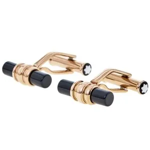 Authentic Montblanc Meisterstuck Bar Shape Onyx Gold-Plated Men's Cufflinks 113395