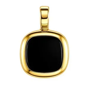 Authentic 18K Gold Plated Cushion Square Black Onyx/MOP Pendant for Women TGP1010