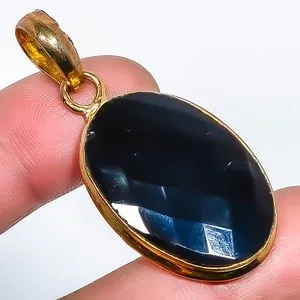 Authentic The Obsidian Shield - Black Onyx and Gold Plated Mystic Talisman