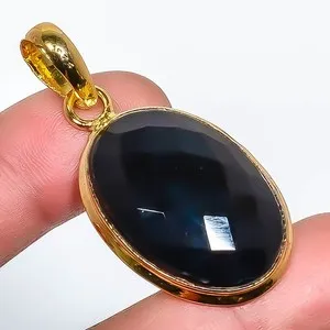 Authentic Obsidian Shield of the Inner Sanctuary - Black Onyx and Gold Plated Silver Talisman