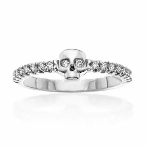 Authentic The Immortal Gaze Skull Ring in 14K White Gold Finish