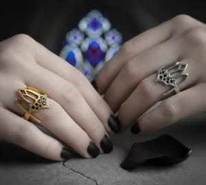 Authentic Gothic Cathedral Archway Ring - Sacred Shadow and Gold Talisman