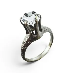 Authentic Gothic Cathedral Soul-Mirror Ring - Victorian Revival Solitaire Amulet