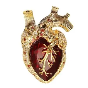 Authentic The Crimson Pulse Gothic Heart Talisman - 18K Gold Plated Passion and Vitality Brooch