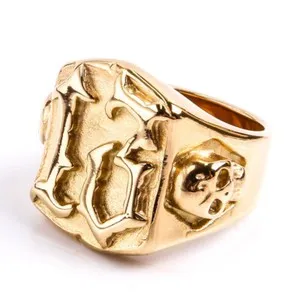 Authentic The Thirteenth Sigil - Gothic Mortality Gold-Plated Skull Ring