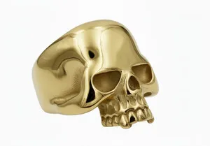Authentic Men's Large Gold Skull Ring 18K Gold Plated Gothic Ring 30