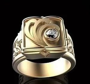 Authentic Gothic Style FLIP RING. Sz. 9. 18k Gold Plated. Cubic Zirconia. Trendy.