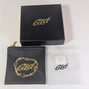 Authentic Gld Shop 7" Gothic Stationed Cuban Custom Bracelet 11 12 22 18k Gold Plated
