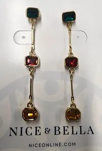 Authentic Celestial Crystal Dangle Earrings - Gold-Plated Multicolored Amulets of the Heavens