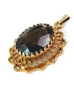 Authentic Stunning Smoky Topaz necklace 18” Gold plated very nice! [COPY]