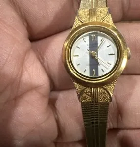Authentic Ethereal Guardian of Time: Elegant Gold Plated Watch Bracelet