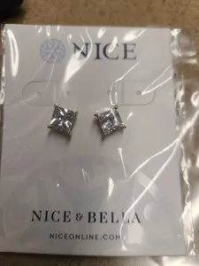 Authentic Nice & Bella Gold-plated Stud Earrings With Diamonice