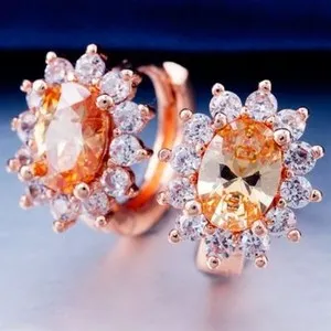 Authentic Rose Gold Champagne Charm - Mini Hoop Earrings with Celestial Energy