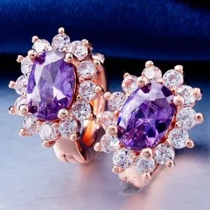 Authentic Amethyst Veil Hoop Earrings: A Celestial Embrace of Rose Gold