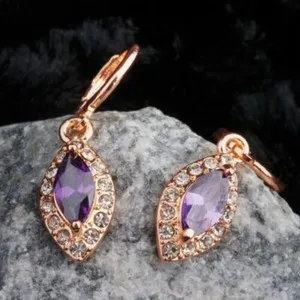 Authentic Mystic Crystal Earrings - Rose Gold Plated Marquis Hoops for Spiritual Protection