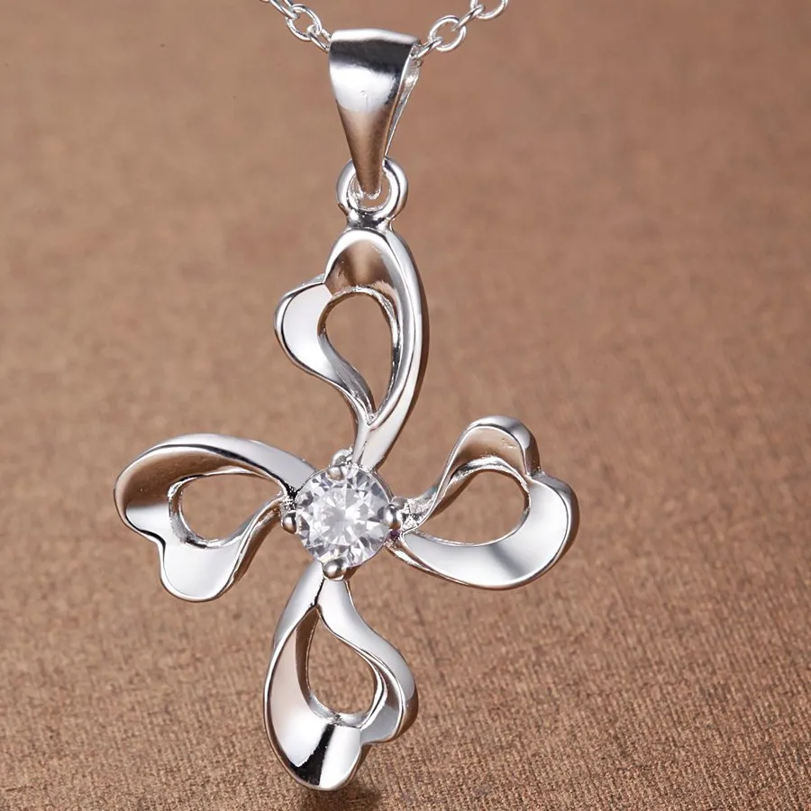 Authentic 925 Sterling Silver Necklace Pendant Heart 5A Zircon Nice Jewelry Fine Accessories