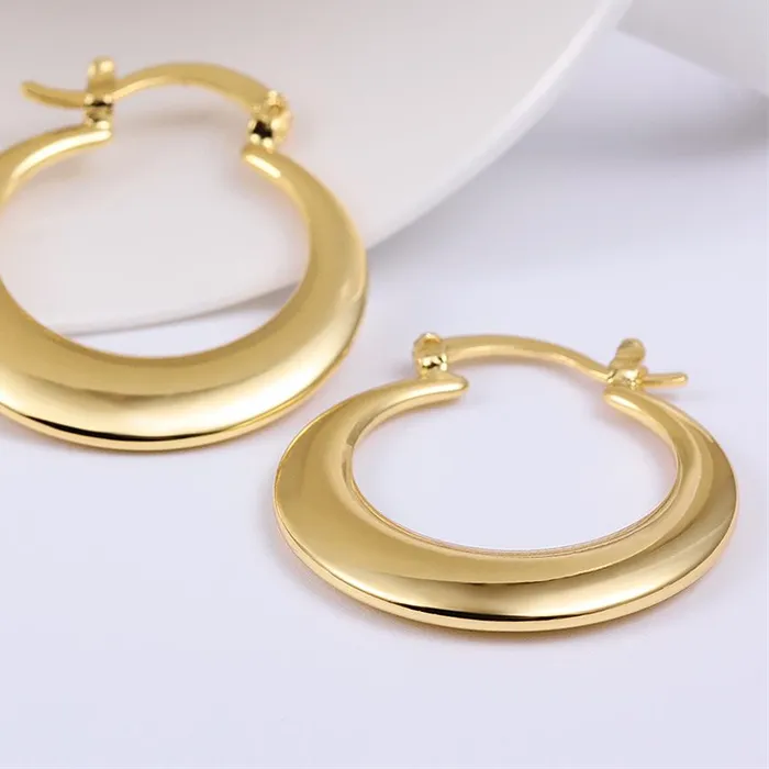 Authentic 3CM Hoop 925 Stamp Silver Earrings 18K Gold For Women Lady Wedding Beautiful Lovely Cute Jewelry Nice Party Noble