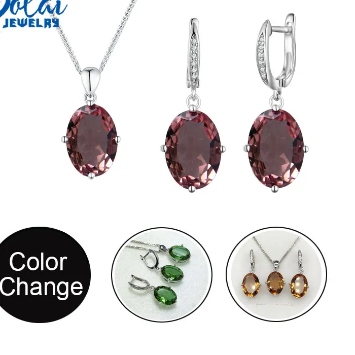 Authentic Bolai Jewelry, Color Change Zultanite Jewelry 925 Sterlings Silver Fine Jewelry Created Gemstone For Nice Birthday