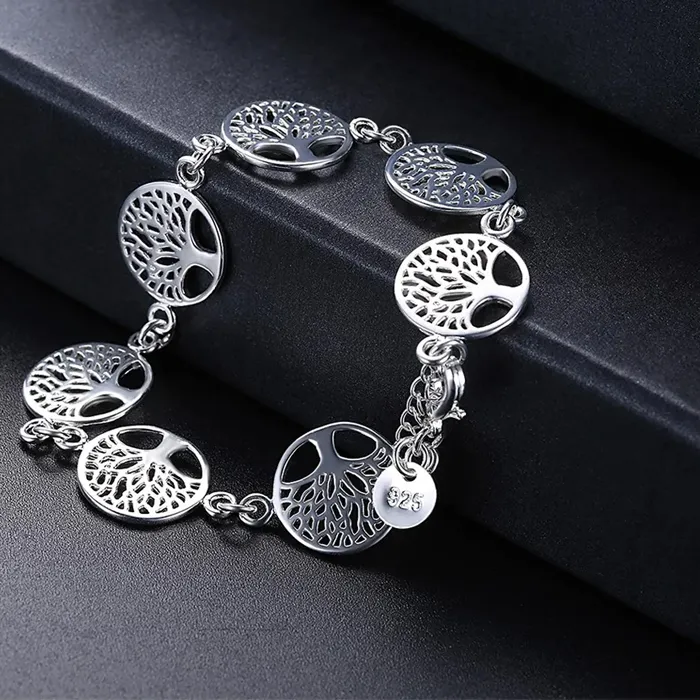 Authentic Celestial Arbor Eternal Blossom Silver Bangle - Sacred Talisman of Growth and Union