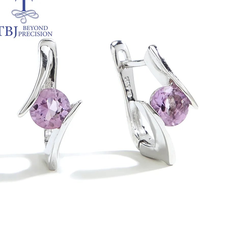 Authentic 2026, 925 Sterling silver amethyst earring round 6mm 2ct natural gemstone fine jewelry for women girls daily wear nice