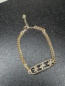 Authentic Dainty Gold Dragonfly Bracelet 14K Gold Plated Link Chain Rhinestone Base
