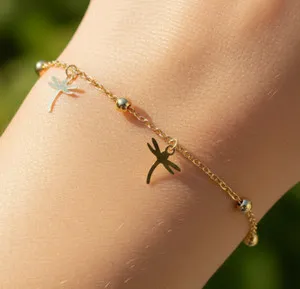 Authentic Enchanted Dragonfly Gold‑Plated Bracelet – 14K Radiant Charm