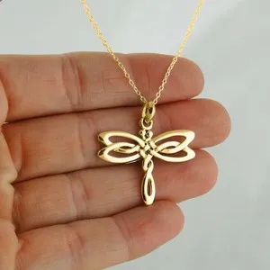 Authentic Dragonfly Spirit Messenger Pendant - 14K Gold Plated Sterling Silver Transformation Amulet