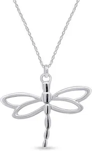 Authentic Dragonfly Insect Charm Pendant Necklace For Women In 14k Gold Plated Sterling