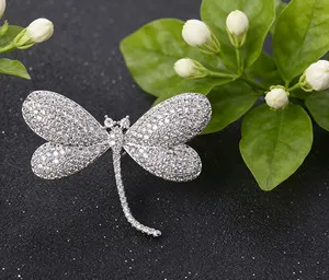 Authentic Dragonfly Guardian of Serenity - 14K White Gold Plated Zircon Amulet