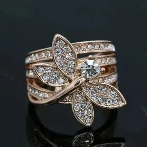 Authentic Rose-Gold Dragonfly Enchantment: 2-Carat Simulated Diamond Cocktail Ring