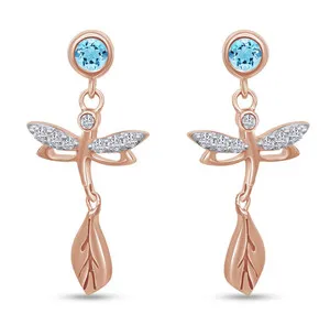 Authentic Ethereal Dragonfly Transformation Earrings in 14K Rose Gold