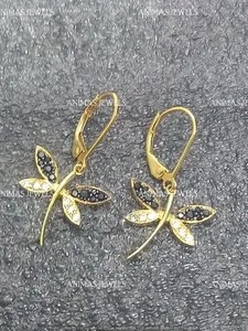 Authentic Ethereal Metamorphosis Dragonfly Talisman - 1.00Ct Dual-Tone Moissanite 14K Gold-Plated Sacred Earrings