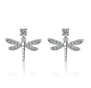 Authentic Ethereal Dragonfly Transformation Talisman - 14K White Gold Plated Awakening Earrings