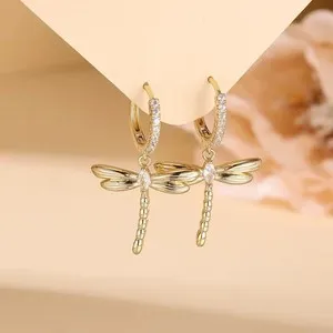 Authentic Mystic Dragonfly's Dance: 2Ct Lab-Created Diamond Earrings in 14K Yellow Gold Plating