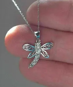 Authentic Ethereal Dragonfly Transformation Talisman - 14K White Gold Plated Awakening Amulet