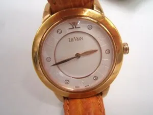 Authentic LEVIAN WRIST WATCH GELA 48 GOLD PLATED RUNNING VGC LEATHER BAND