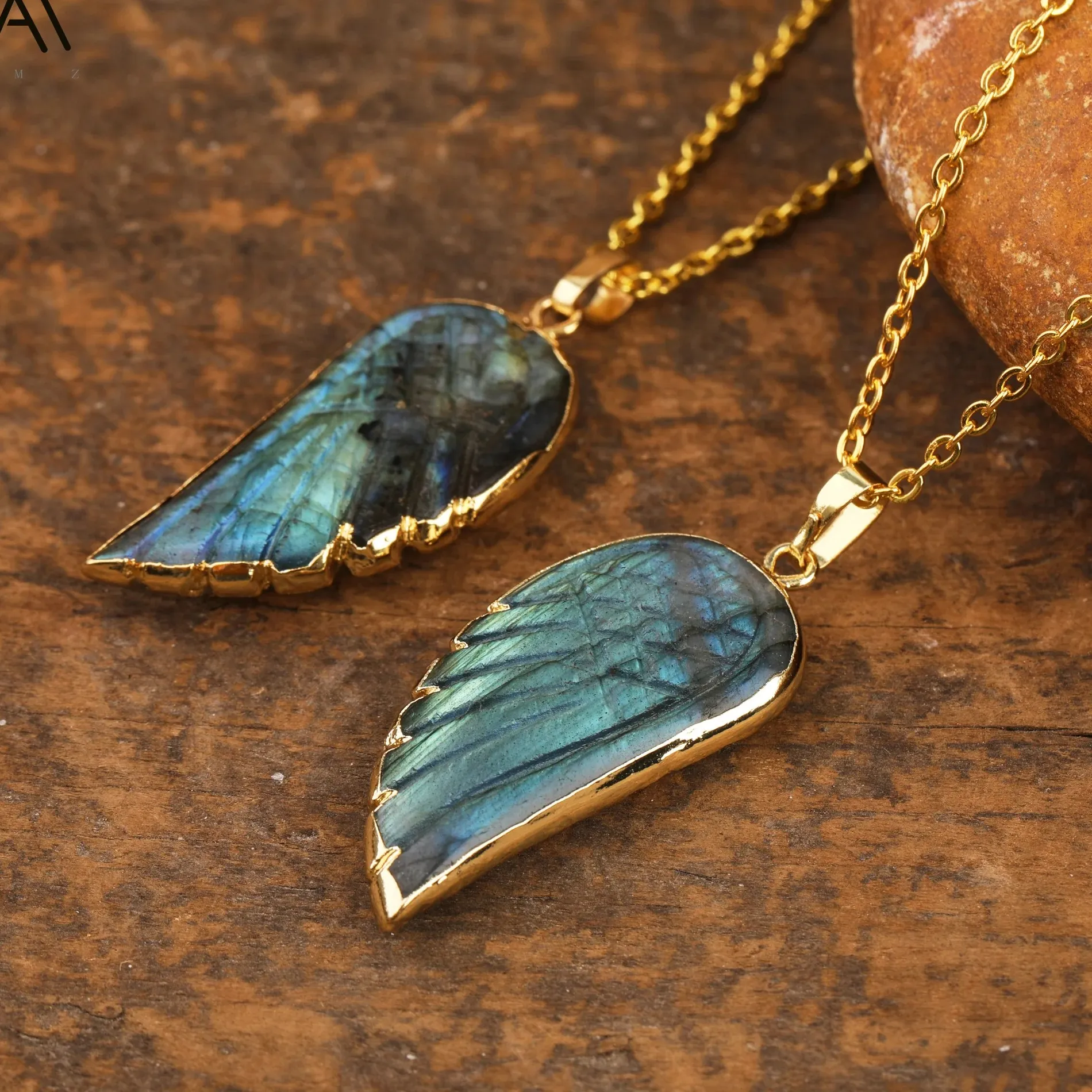Authentic Celestial Wings of the Ethereal Veil: Labradorite and Fluorite Talisman