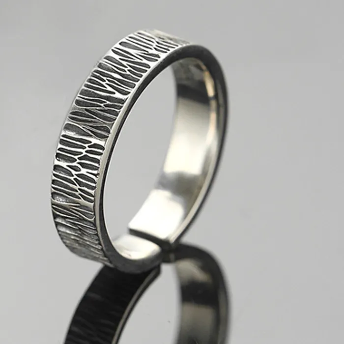 Authentic Top Grade 925 Sterling Silver Ring For Boyfriend Anniversary Accessories Vintage Lines Pattern Ring Male Index Finger Jewelry
