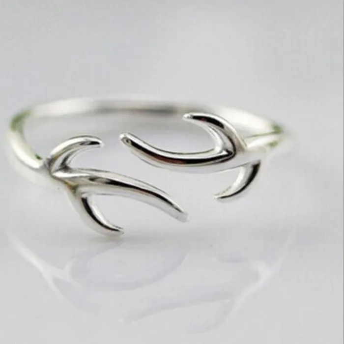 Authentic Arrival Exquisite Glossy Christmas Snowflake Antler 925 Sterling Silver Jewelry Not Allergic Simple Opening Rings R013