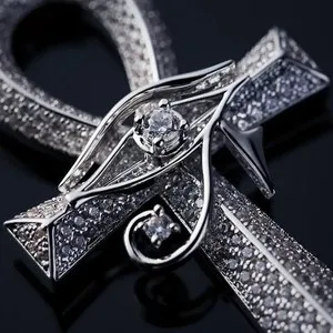 Authentic Moonlit Ankh Cross: 2ct Moissanite, 14k White Gold