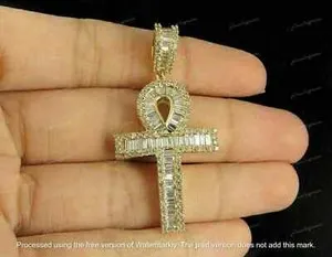 Authentic The Eternal Key of Life - 2.00 Ct Baguette Diamond Ankh Fertility and Immortality Talisman in 14k Gold
