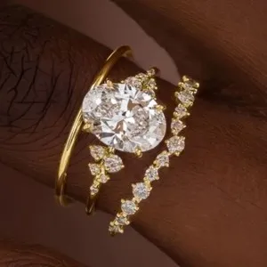 Authentic Celestial Trinity Triad Ring Set - Radiant Manifestation Gold Plated Bands