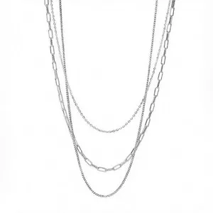 Authentic 3pcs Womens Necklace 18K Gold Plated Chain Woman Jewelry