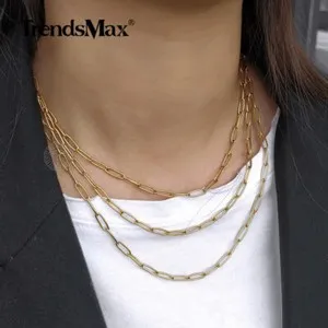 Authentic 4MM 16+18+20" Gold Plated Paperclip Chain Necklaces Chokers 3Pcs