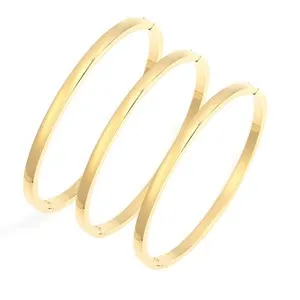 Authentic 3Pcs 18K Gold Plated Bangle Bracelets Women Waterproof